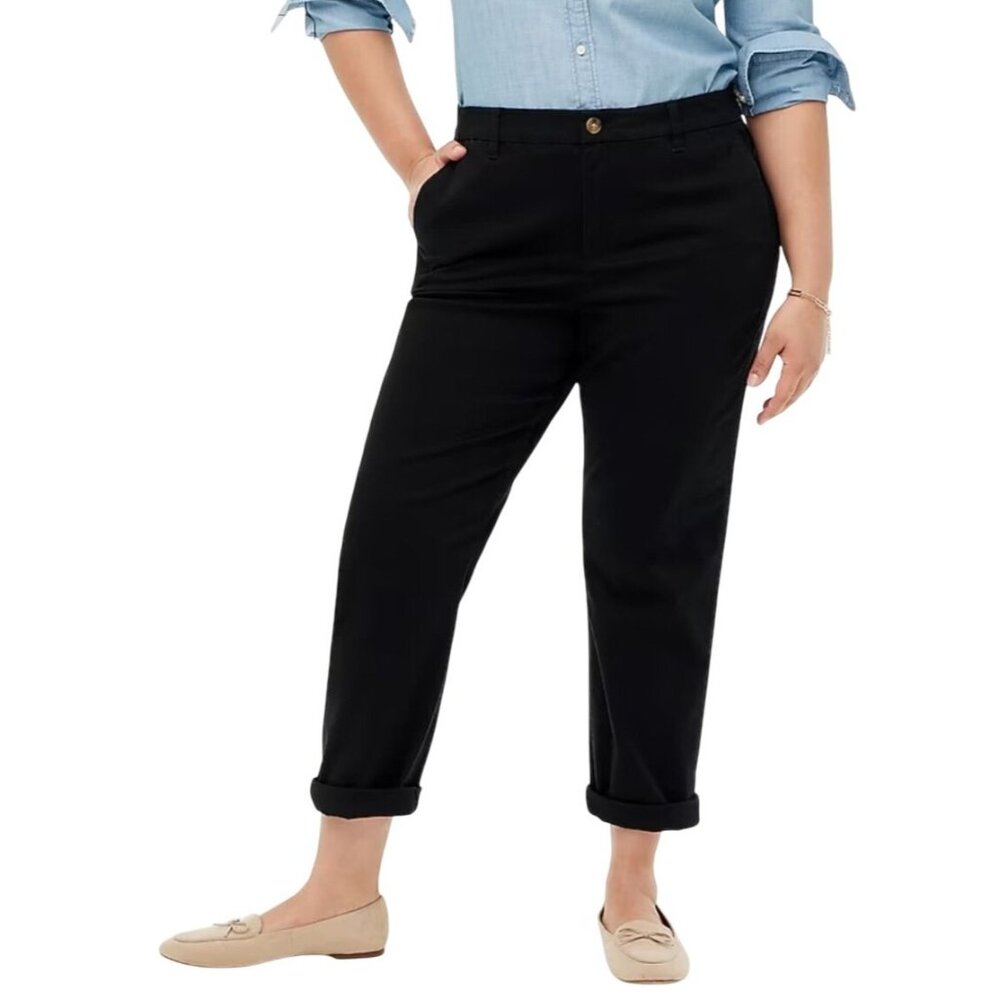 J.Crew Factory High-Rise Girlfriend Chino Pants Size 18 Black Cotton Blend NWT